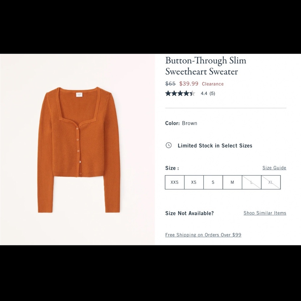 Abercrombie & Fitch Women’s Orange Button-Through Slim Sweetheart Sweater - Picture 3 of 11